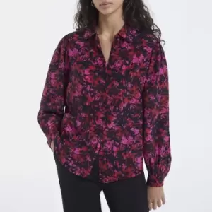 Floral Print Silk Blouse with Long Sleeves