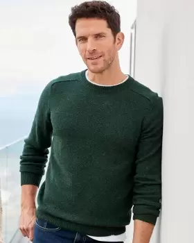 Cotton Traders Mens Lambswool-Rich Jumper in Green
