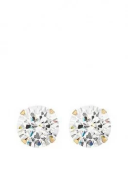 Love Gold 9Ct Gold 10Mm Cubic Zirconia Stud Earrings