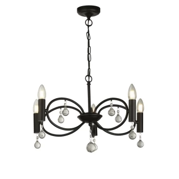 Infinity 5 Light Ceiling Pendant - Black with Crystal Glass Detail