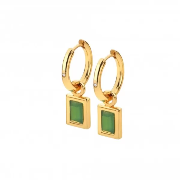 Rectangle Green Agate Earrings DE766
