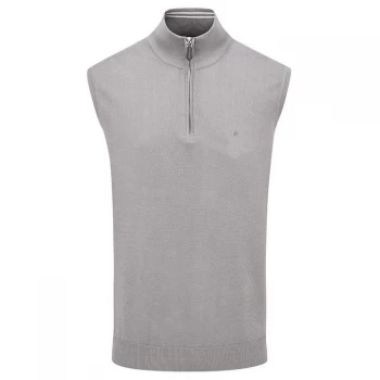 Oscar Jacobson Pin Zip Sleeveless Sweater - Light Grey