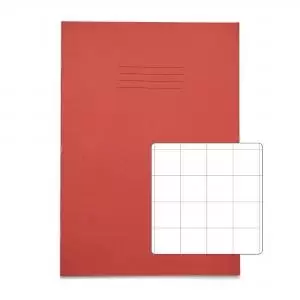 RHINO A4 Exercise Book 32 Pages 16 Leaf Red 20mm Squared VDU014-200-8