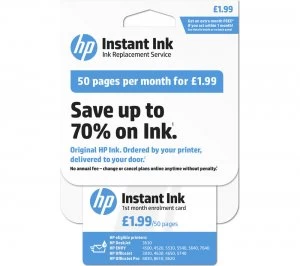 HP Instant Ink Enrollment card 50 pages per month
