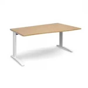 Office Desk Right Hand Wave Desk 1600mm Oak Top With White Frame TR10