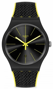 Swatch NIGHT CORD Silicone Strap Quartz SUOB406 Watch