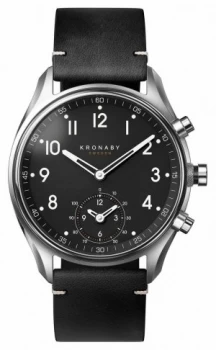 Kronaby 43mm APEX Bluetooth Black Leather Strap A1000-1399 Watch