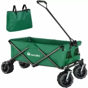 Tectake - Foldable garden trolley with wide tires (80kg max load) - garden cart, beach trolley, trolley cart - green - green