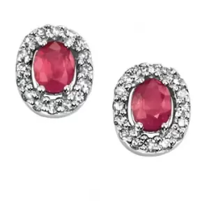 Elements White Gold Oval Ruby Earrings GE703RZ475