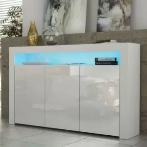 Tv Unit 155cm Sideboard Cabinet Cupboard tv Stand Living Room High Gloss Doors - White - White