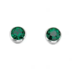 Beginnings Sterling Silver E4926G Emerald Swarovski Stud Earrings
