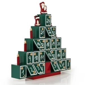 Advent Calendar Christmas Decoration Wooden Reusable Refillable Wood Xmas Countdown Advent Calendar Pyramid