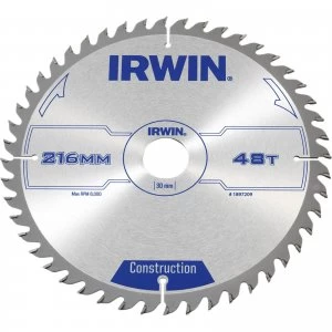 Irwin ATB Construction Circular Saw Blade 216mm 48T 30mm