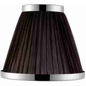 6' Luxury Round Tapered Lamp Shade Brown Pleated Organza Fabric & Bright Nickel