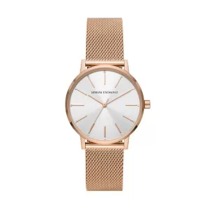 Armani Exchange Womens Three-Hand Rose Gold-Tone Stainless Steel Mesh Watch - Rose Gold