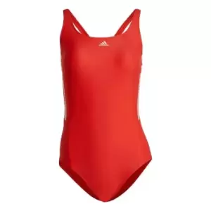 adidas Mid 3-Stripes Swimsuit Womens - Bright Red / White