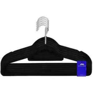 Premium Range Velvet Touch Space Saving Non-Slip Hangers, Medium Black, Pack of 50 - JVL