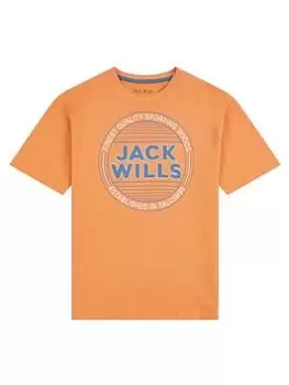 Jack Wills Boys Oversized Stamp Graphic Slub T-Shirt - Muskmelon, Muskmelon, Size 10-11 Years