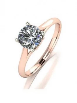 Moissanite 9ct Rose and White Gold 1ct Equivalent Solitaire Ring, Rose Gold, Size H, Women
