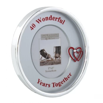2" x 3" - Silver Plated Oval Frame - 40th Anniversary