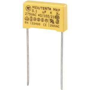 MKP X2 suppression capacitor Radial lead 0.1 uF 275 V AC 10 15mm L x W x H 18 x 5 x 11mm MKP X2