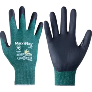 Cut Resistant Gloves, NBR Coated, Black/Green, Size 9