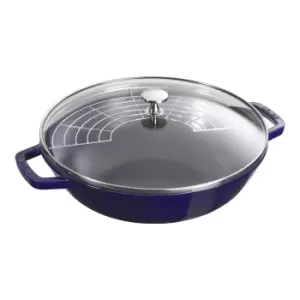 Staub Specialities 30cm Cast iron Wok with glass lid dark-blue