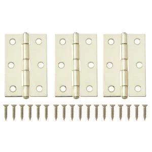 Brass Effect Metal Loose Pin Butt Hinge Pack of 3