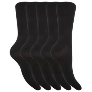 Floso Womens/Ladies Plain Socks (Pack Of 5) (4-7 UK, 37-41 EU) (Black)