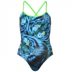 Zoggs Tri Back Swimsuit Ladies - Blue Feline