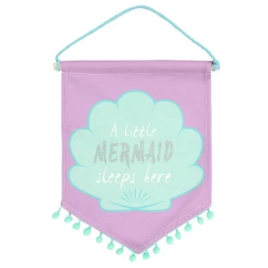 A Little Mermaid Sleeps Here Fabric Flag