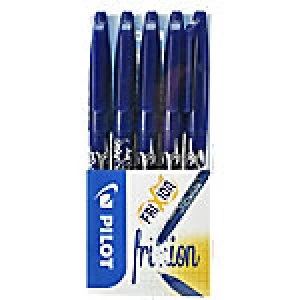 Pilot FriXion Erasable Rollerball Pens Medium 0.7mm Blue Pack of 5