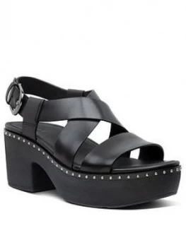FitFlop Pilar Clog Leather Heeled Sandal - Black, Size 5, Women