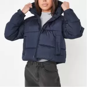 Missguided Hooded Padded Puffer - Blue