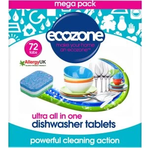 Ecozone Ultra All-in-One Dishwasher Tablets - Pack of 72