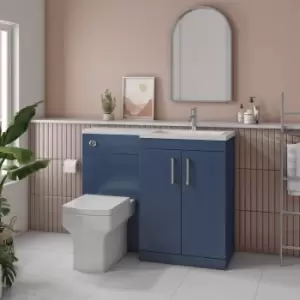 1100mm Blue Toilet and Sink Unit Right Hand with Chrome Fittings - Ashford