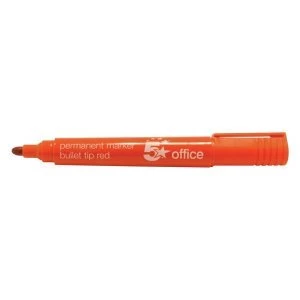 5 Star Office Permanent Marker XyleneToluene free Smear proof Bullet Tip 2mm Line Red Pack of 12