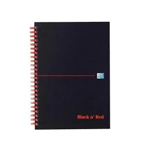 Black n Red A4 Matt Hardback Wirebound Notebook 90gm2 140 Pages Ruled with Margin and Perforated Matt Black Pack of 5