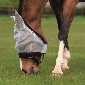 Amigo Fine Mesh Fly Mask with Ears - Silver/Navy