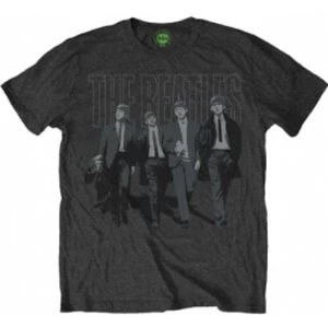 The Beatles - Walking In London on Logo Mens Small T-Shirt - Grey