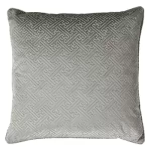 Florence Embossed Velvet Cushion Silver / 55 x 55cm / Feather Filled
