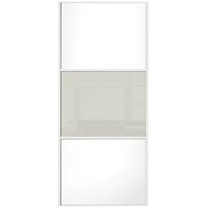 Spacepro Sliding Wardrobe Door Wideline White Panel & Arctic White Glass - 2220 x 762mm
