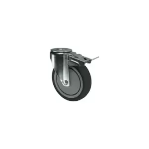 Braked Swivel Bolt Hole 7 5MM Rubber Tyre