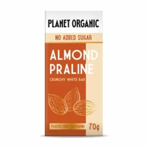 Planet Organic No Added Sugar White Almond Praline Chocolate 70g