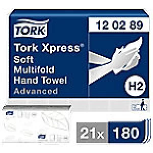 Tork Folded Hand Towels H2 Xpress Advanced 2 Ply M-fold White 21 Pieces of 180 Sheets