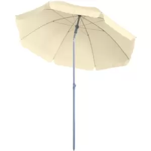 2.2m Tilt Garden Parasol Beach Umbrella Patio Sun Shade Cream White - Outsunny