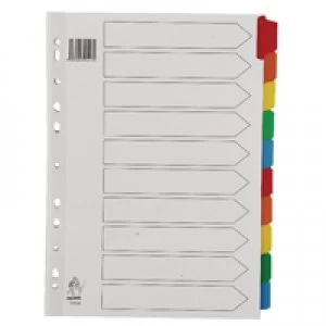 Nice Price A4 Mylar Divider 10-Part White With Multi-Colour Tabs WX01526