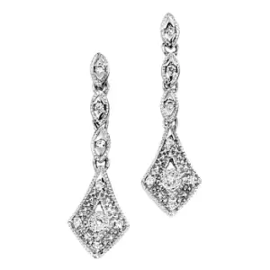 9Ct White Gold Vintage Drop Earrings With Diamonds