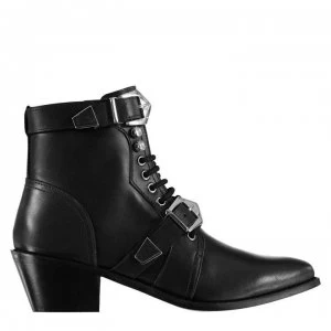 Feud Sandy Lace Boots - Black Leather