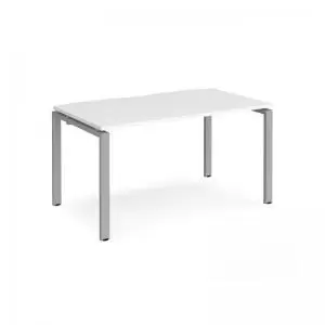 Adapt single desk 1400mm x 800mm - silver frame and white top